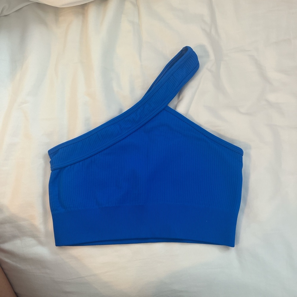 One-Shoulder Blue Crop Top
